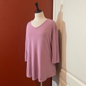Segments Women’s V Neck Long Sleeve Tencel Blend Lavender‎ Top Shirt